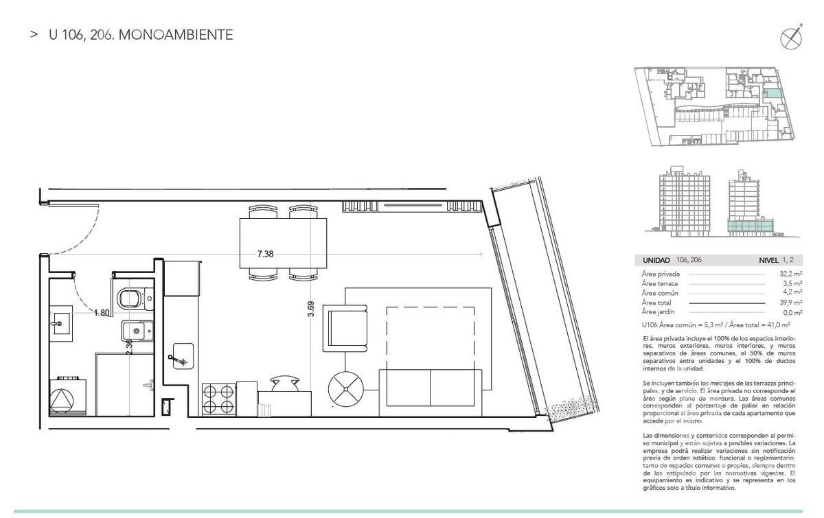 Apartamento monoambiente en alquiler en La Blanqueada - 106A · Foto 4
