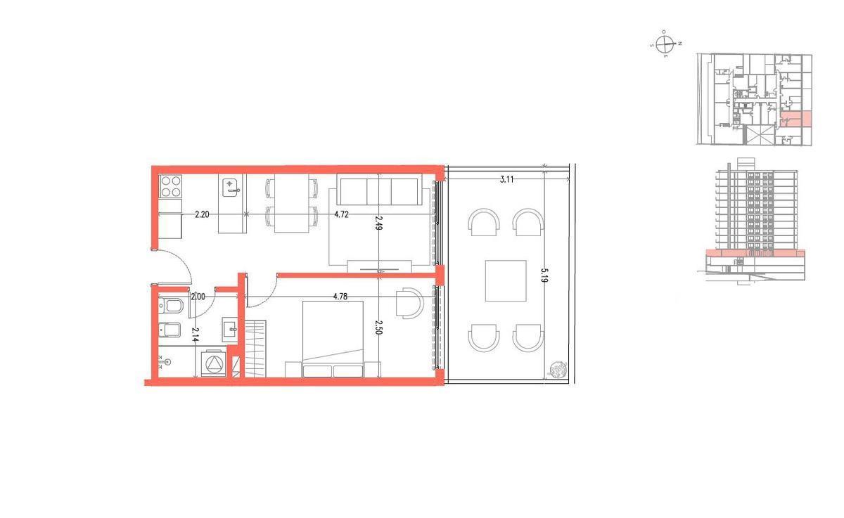 Apartamento de 1 dormitorio en alquiler en Cordón - 206 · Foto 4