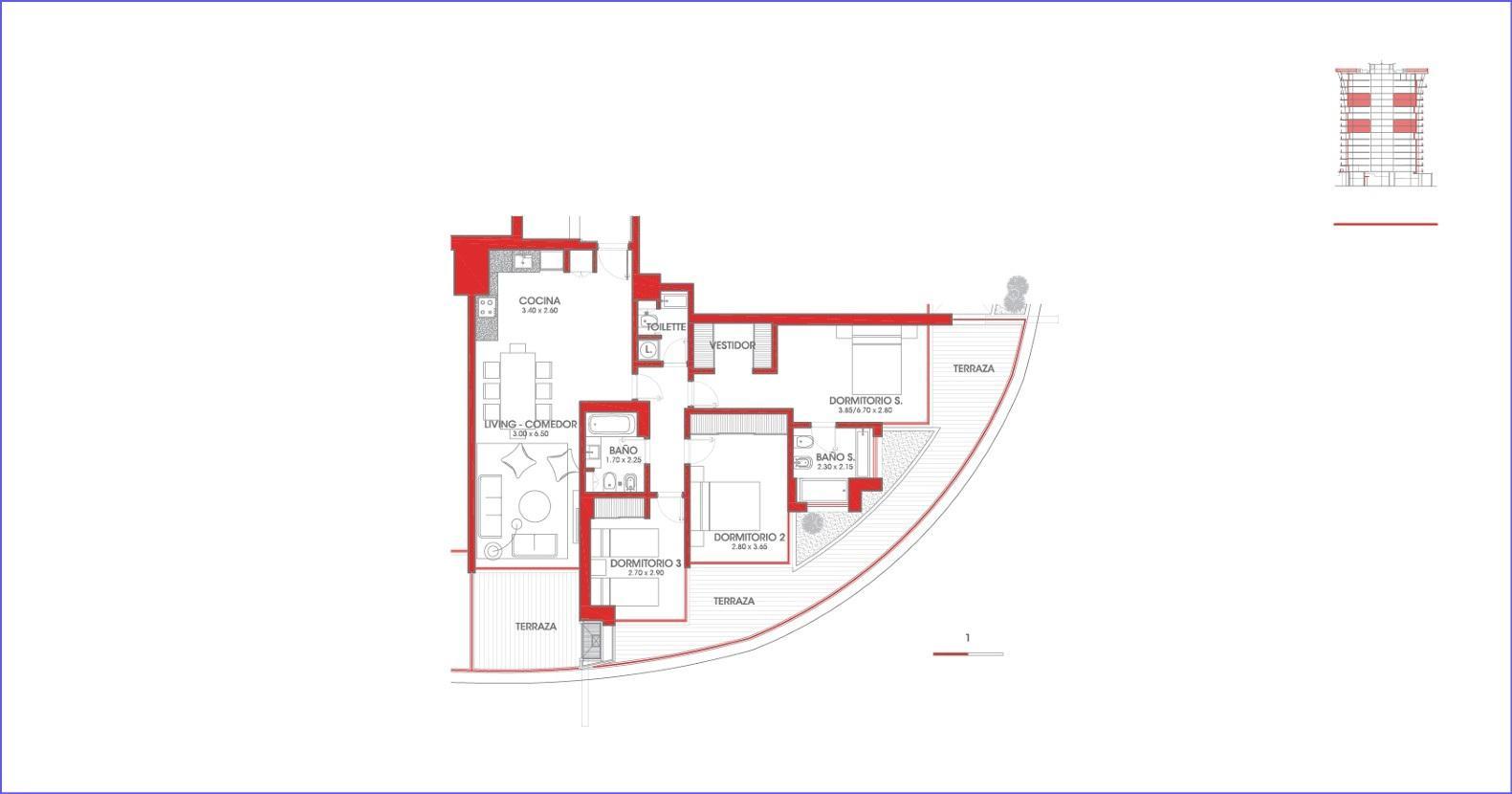 Apartamento de tres dormitorios en alquiler en Parque Roosevelt - 1107 · Foto 6