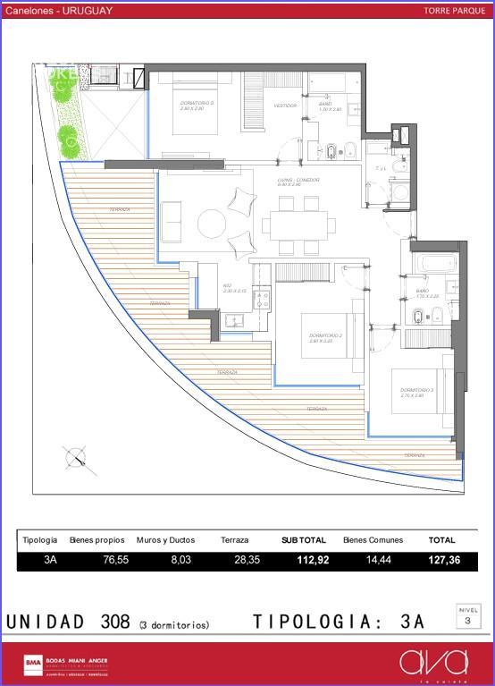 Apartamento de tres dormitorios en alquiler en Parque Roosevelt - 406 · Foto 6
