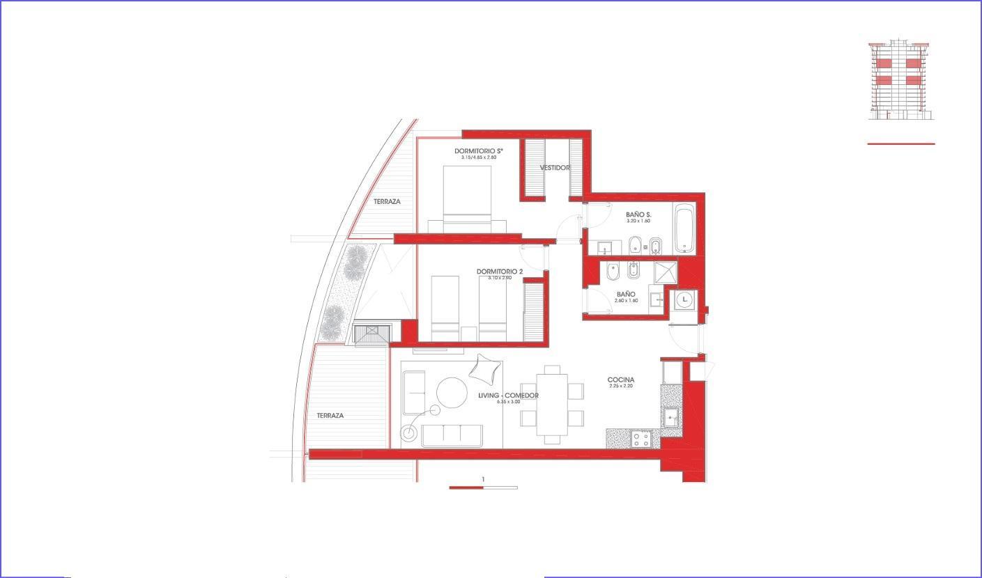 Apartamento de dos dormitorios en alquiler en Parque Roosevelt - 701 · Foto 3