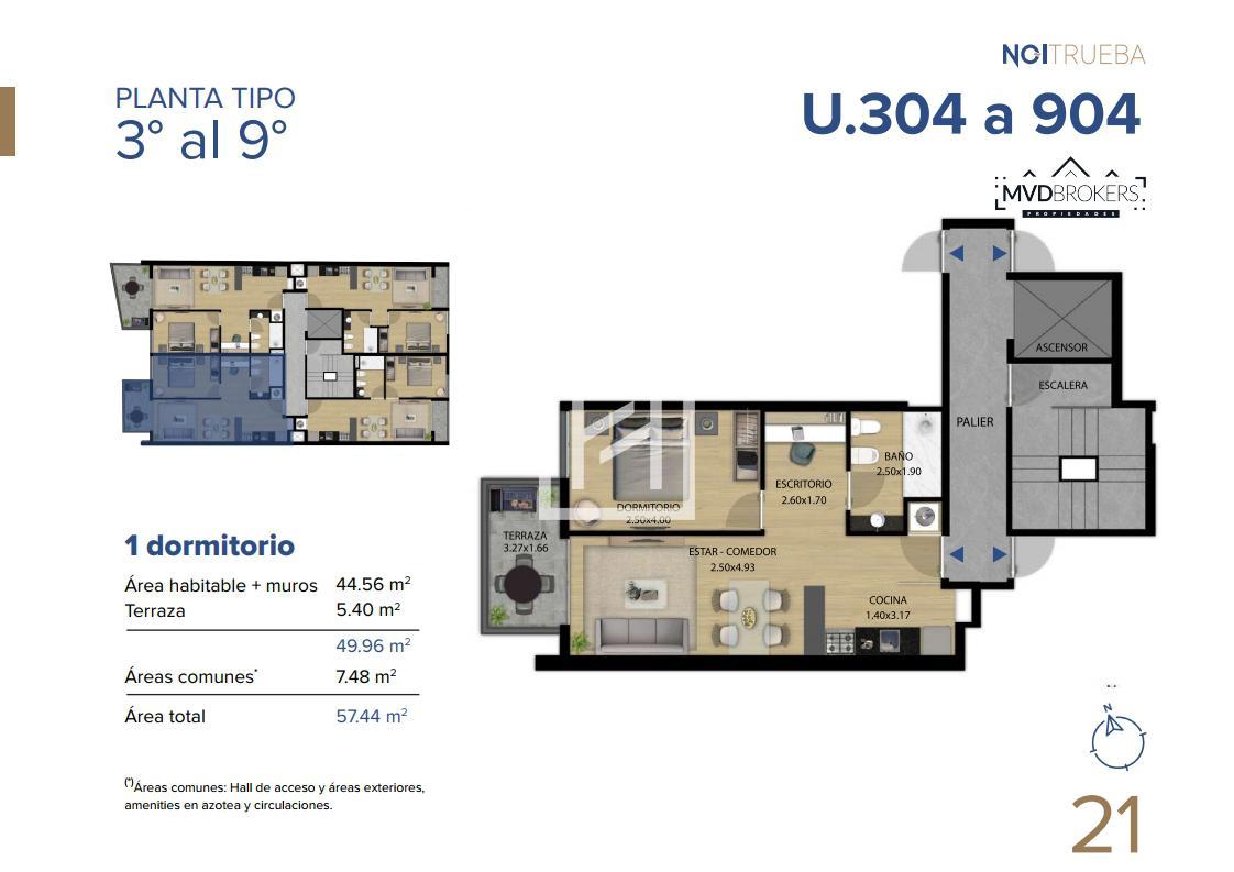 Noi Trueba (404) - Alquiler Apartamento 1 Dormitorio en Cordón | Ubicación Estratégica | Centro · Foto 3