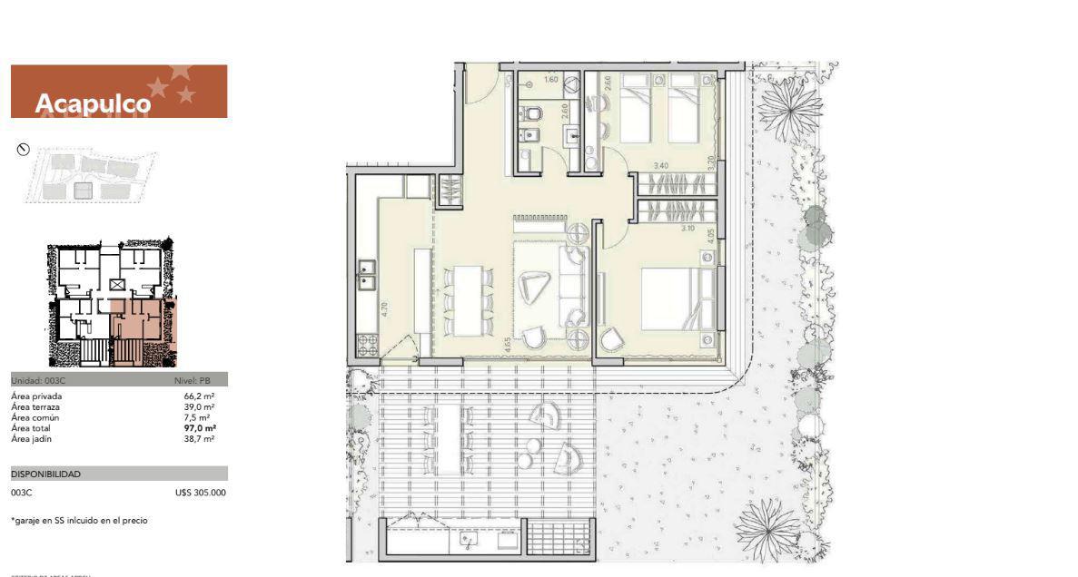 Apartamento 2 dormitorios en alquiler con muebles en Barra de Carrasco · Foto 2