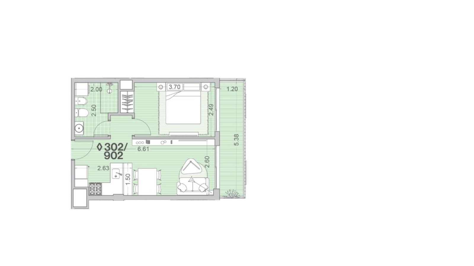 Alquiler de apartamento un dormitorio en Palermo - 602 · Foto 5