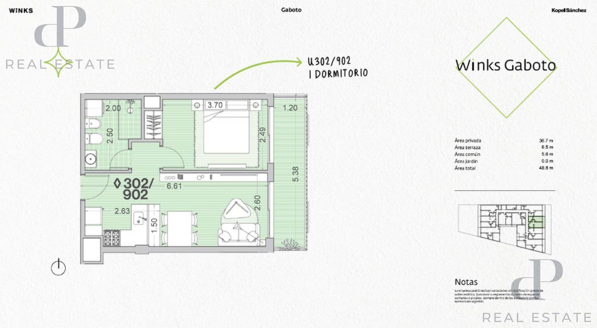 1 dormitorio en alquiler | Winks Gaboto, Palermo · Photo 6