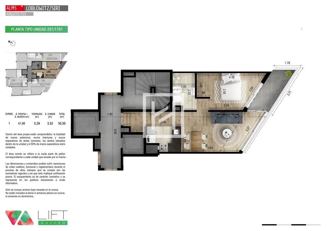 Lift Gaucho (701) - Alquiler Apartamento 1 Dormitorio en Cordón | Piso Alto · Foto 2